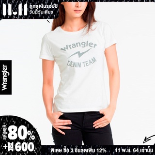 เสื้อยืดผ้าฝ้ายพิมพ์ลายขายดี 0019 WRANGLER เสื้อยืด TEE ทรงเข้ารูป SLIM FIT รุ่น WR W772S105 แรงเลอร์ เสื้อผ้าผู้หญิง เส