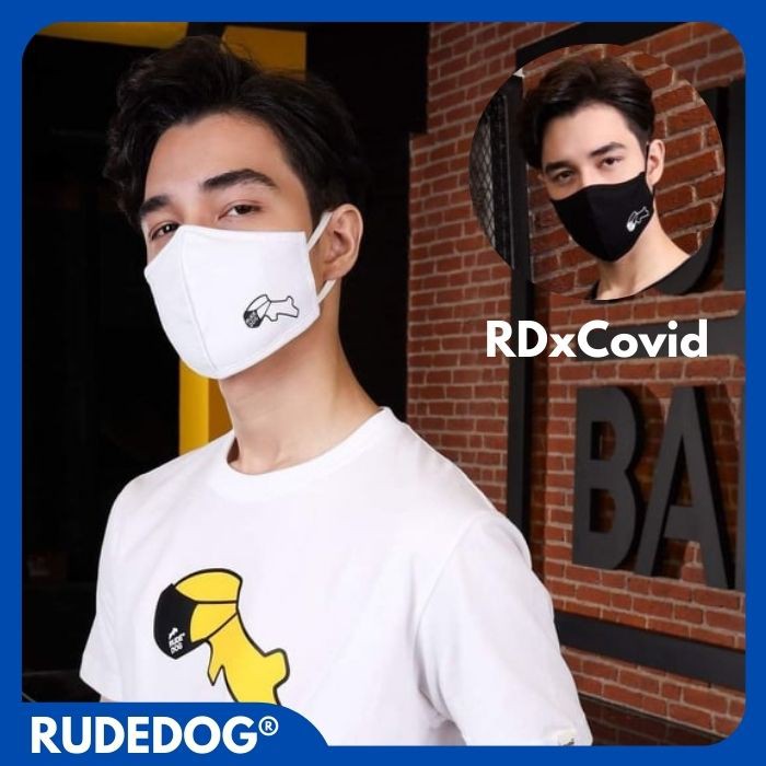 Mask​ Rudedog​ รุ่น​ Covid / หน้ากากผ้า 3 ชั้น กันหยดน้ำ มีช่องสำหรับใส่แผ่นกรอง