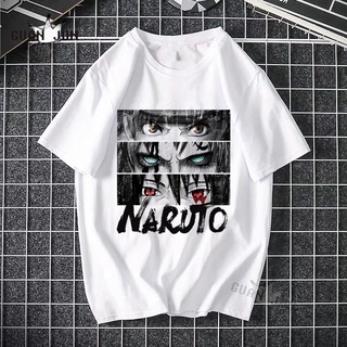 เสื้อยืดแขนสั้นพิมพ์ลาย Naruto Sasuke Kakashi สําหรับผู้ชายคอกลมcartoon