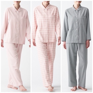 พร้อมส่ง ชุดนอน muji แท้ WOMENS SIDE SEAMLESS FLANNEL PAJAMAS