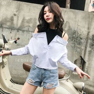 เสื้อทรงเชิ้ตปาดไหล่