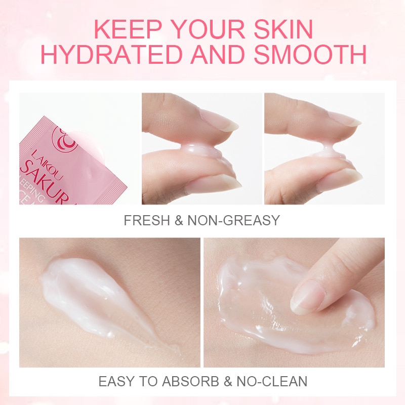 LAIKOU Sakura Sleeping Mask NoWash Sakura Face Masks Acne Skin Care