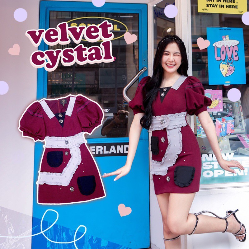 BLT Velvet cystal New S เดรสสีแดง