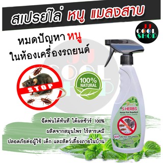 พิมพ์ JJCNOV40 ลด20% สเปรย์ไล่หนูสมุนไพร 5Herbs (Herbal Rat Repellent) ไล่หนู แมลงสาบ และมด สูตรสมุนไพรไทย 100% ปลอดภัย