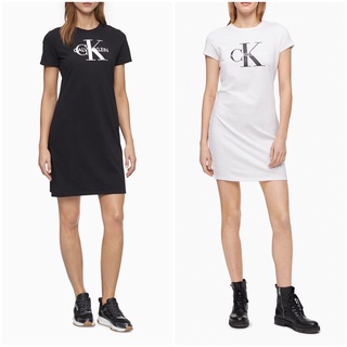 (พร้อมส่ง) Calvin Klein Monogram Logo Crewneck T-Shirt Dress ของแท้ จาก usa