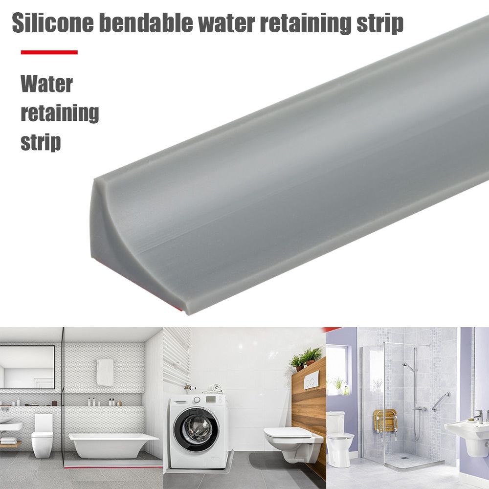 แถบกั้นน้ำซิลิโคน Silicone Water Stopper แบบมีกาว กันน้ำรั่ว งอได้ สำหรับห้องน้ำ ประตูกั้นอาบน้ำ และเครื่องซักผ้า