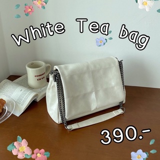 พร้อมส่ง white tea bag กระเป๋าสะพายข้าง ใส่ทำงาน สไตล์เกาหลี ใบใหญ่