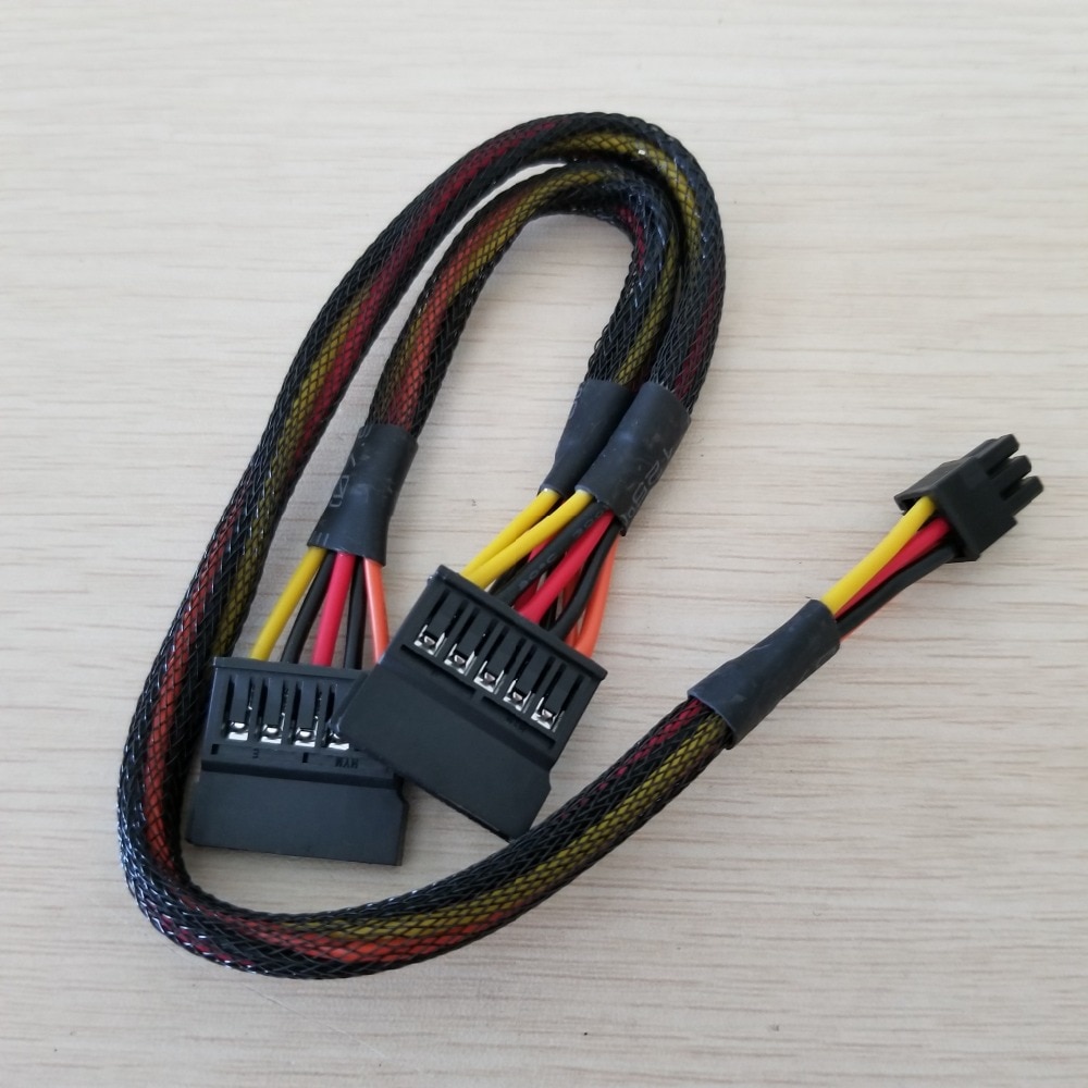 ขนาดเล็ก 6Pin to Splitter 15Pin SATA สายไฟสําหรับ DELL Vostro 3650 3653 3655 คอมพิวเตอร์เดสก์ท็อป HDD SSD สายขยาย 50 ซม.
