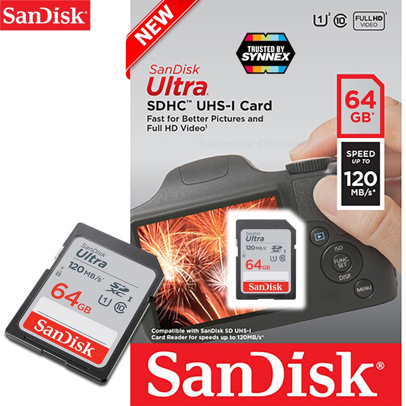 SanDisk Ultra SD Card 64GB Class10 SDXC Speed 120MB/s (SDSDUN4-064G-GN6IN)  Memory การ์ด กล้องถ่ายรูป ภาพ โปร มิลเลอร์เลส | Shopee Thailand