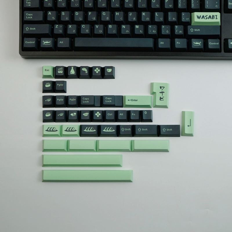 Doublebuy Green Wasan Mustard Keycaps PBT Sublimation Mechanical Keyboard 142 คีย์ Keycap