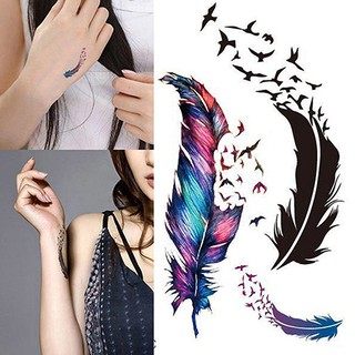 💎♥ 3D ชั่วคราว Removable Waterproof ร่างกายสีสัน Feather Tattoo สติกเกอร์