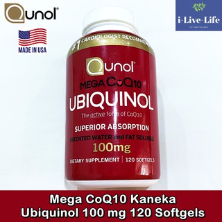 ยูบิควินอล Mega CoQ10 Ubiquinol 100 mg 120 Softgels - Qunol