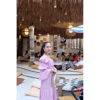 เดรสยาวแขนตุ๊กตาสีชมพู