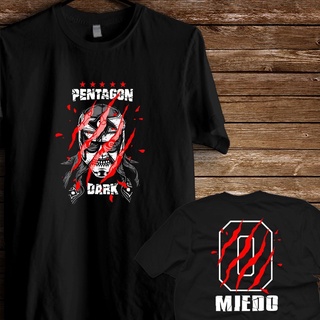 คอลูกเรือเสื้อยืดคอกลมเสื้อยืด พิมพ์ลาย PENTAGON JR PERROS DEL MAL LUCHA UNDERGROUND 2 ด้าน สําหรับผู้ชาย และผู้หญิงผ้าฝ