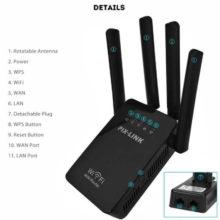 [ ลดเหลือ 309 บ. โค้ด 44FREE40❗️] Wifi Repeater PIXLINK LV-WR09 300M Bps Wireless WiFi Router ตัวกระจายสัญญาณไวไฟ