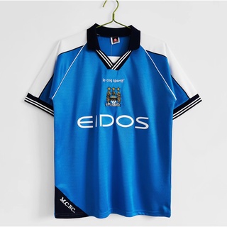 เสื้อกีฬาแขนสั้น ลายทีมฟุตบอล Manchester City 1999-01 ชุดเหย้า สไตล์เรโทร