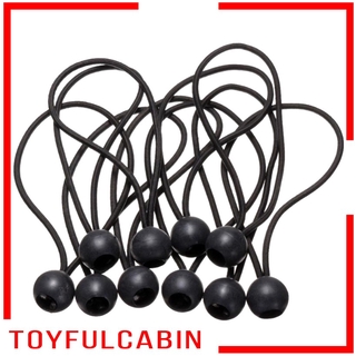 Lot 10 Ball Bungee Loop, Canopy Tarp Tie Down Cord, Black