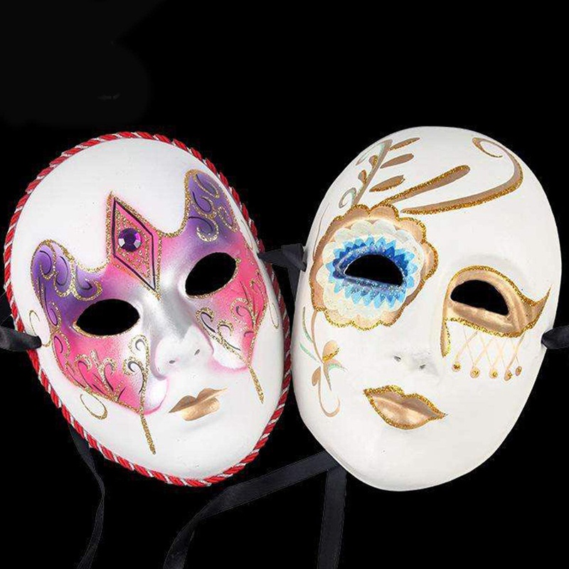 White Mask12Pcs Halloween Full Face Mask Blank DIY Mask Dance Cosplay