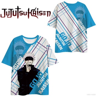 Ag เสื้อยืดแขนสั้นลําลอง ทรงหลวม พิมพ์ลายอนิเมะ Jujutsu Kaisen Gojo Itadori พลัสไซซ์ แฟชั่นสําหรับผู้ชาย และผู้หญิง