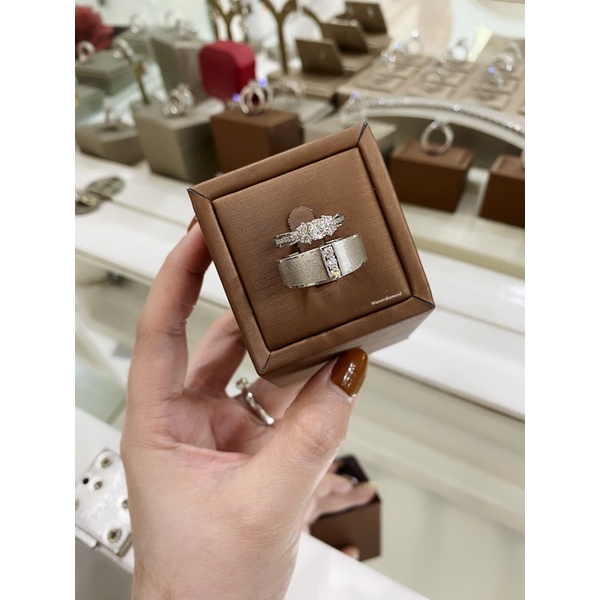 💍แหวนเพชรคู่ (แยกได้) ~ เพชรสังเคราะห์ เหลี่ยม(H&A) นำเข้าเพชรเอง โรงงานทำเพชรแท้กว่า30ปีค่ะ