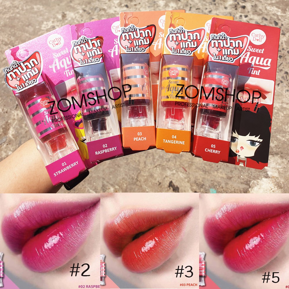 ลิปทินท์ท๊อฟฟี่ 【กลิ่นผลไม้ 】 ทินท์แบบน้ำติดทนนานตลอดวัน Cathy Doll Sweet Aqua Tint 10g