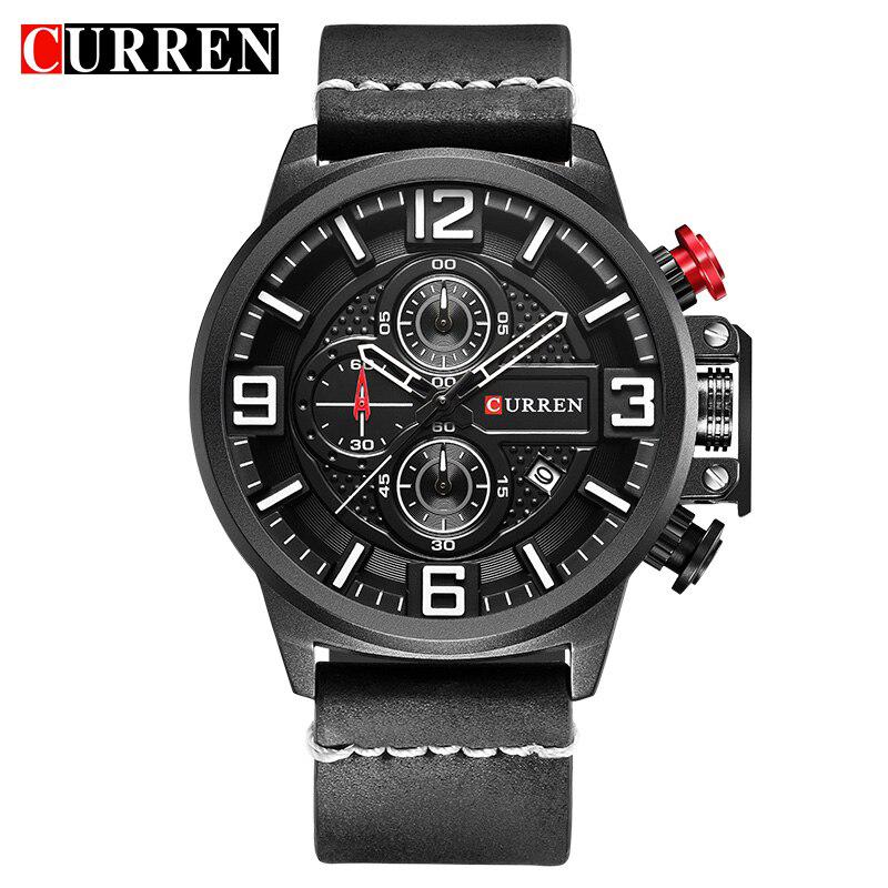 CURREN Brand Wristwatches Fashion Sports Men Watches Leather Strap Male Clock Chronograph Quartz-Watch Masculino