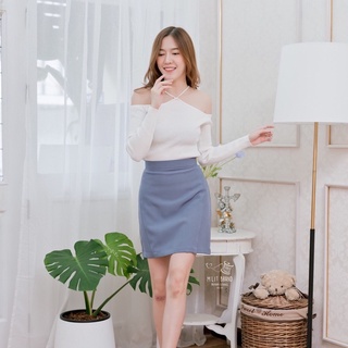 (ใส่โค้ด WRTPDM ลดเพิ่ม 45.- ขั้นต่ำ 300.-) CLASSIC Dark Gray Skirt (Mlit_Brand) (สีเทาเข้มมีซับในตัว)