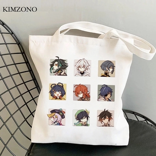 genshin impact bag handbag shopping bag canvas handbag shopping bag cotton reciclaje custom shopping fabric reusable jute bag shopping bag กระเป๋าถือผู้หญิง