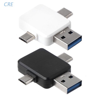 Cre อะแดปเตอร์เชื่อมต่อสมาร์ทโฟน 8Pin Female To Usb+Type C + Micro Usb Male สําหรับสมาร์ทโฟนแท็บเล็ต Samsung Huawei Xiaomi Oneplus Android