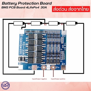 ชุดแบตเตอรี่พลังงานแสงอาทิตย์ แบตเตอรี่ลิเธียม BMS PCB Board 4 LifePo4 รุ่น 30A