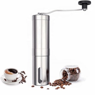 เครื่องบดกาแฟ สแตนเลส แบบมือหมุน เครื่องบดเมล็ดกาแฟ ที่บดกาแฟ Hand coffee grinder ที่บดเมล็ดกาแฟ ที่บดกาแฟมือหมุน