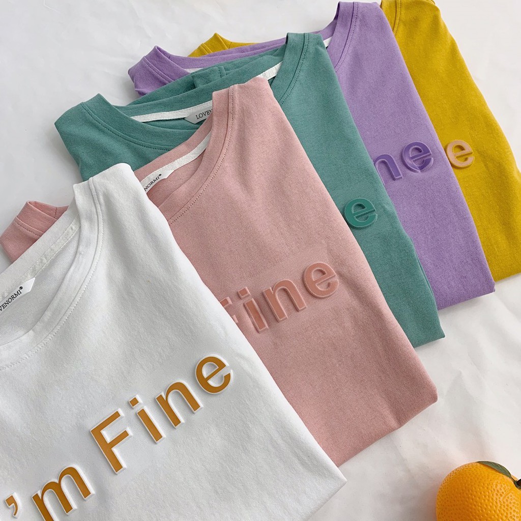 SUNDAY2020🎀 เสื้อยืด I'm Fine สุด Cute สีละมุน 😍 สาวๆสายงุ้ยต้องๆไม่พลาดน้า🍬