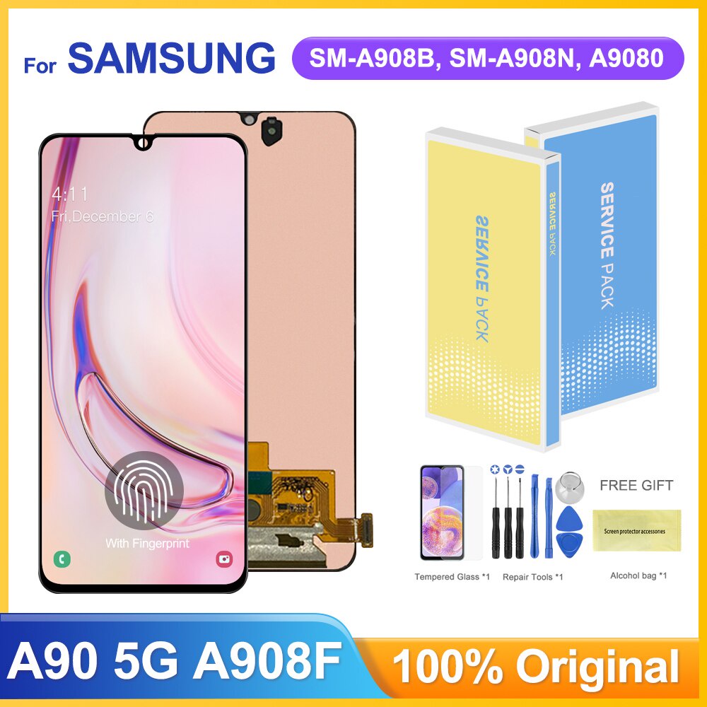 Super AMOLED 6.7 & 39;& 39; A90 5G หน้าจอ,สําหรับ Samsung Galaxy A90 5G A908 A908B A9080 จอแสดงผล Lc