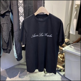 Amiri 2021 Spring Cursive Letter Los Angeles Printing Logo T-shirt