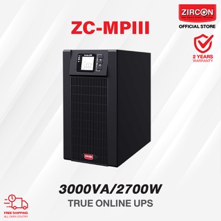 เครื่องสำรองไฟ ZIRCON UPS (All New 2022) ชนิด True Online รุ่น ZC-MP III 3KVA/2700W ของแท้ ประกัน 2 ปี ส่งฟรีทั่วไทย