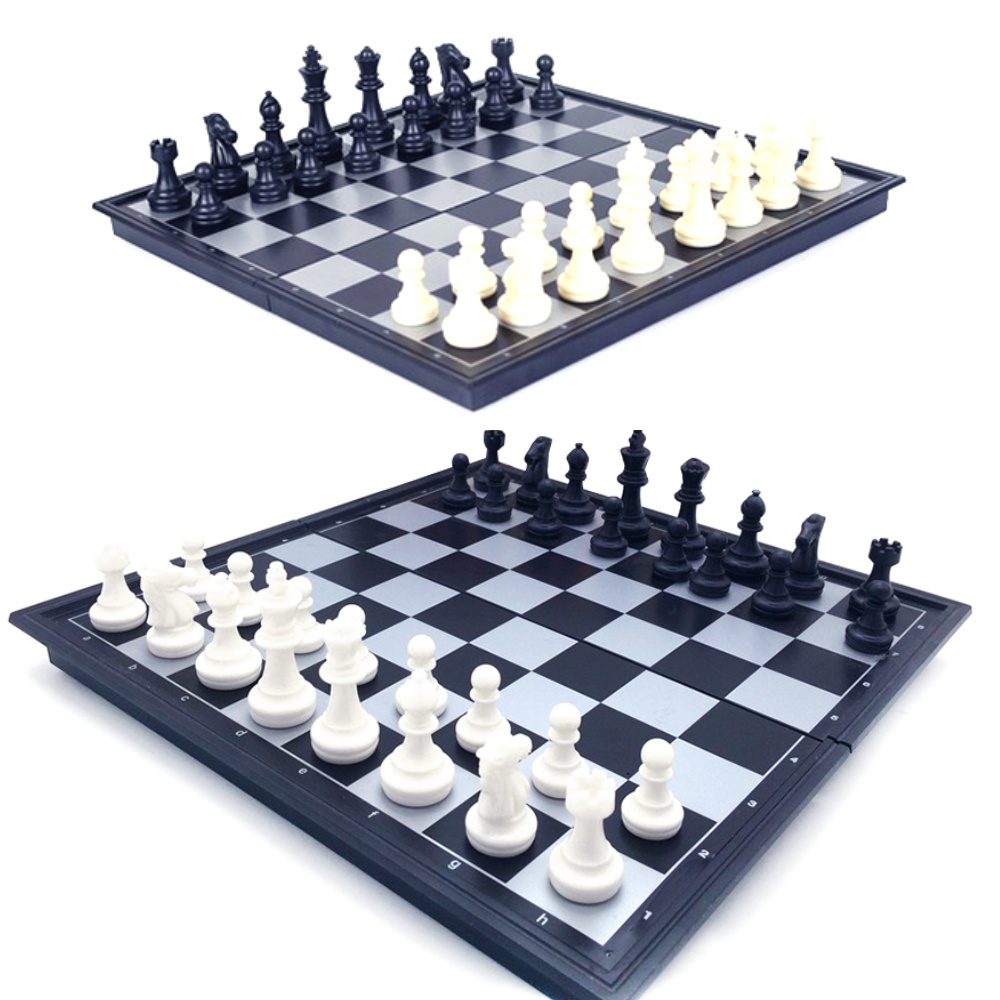 ราคาไม่แพง หมากรุกสากลแม่เหล็ก Black&White Magnetic Chess ของเล่น เด็ก พกพาสะดวก พับเก็บได้