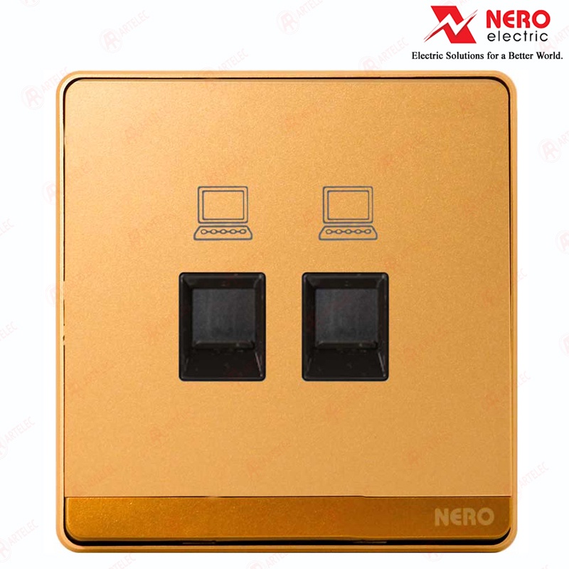NERO Data Outlet 2 แก๊ง CAT6 DECORA Q7PCA2G | Q7PCA2-G สีทอง