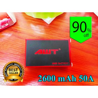 ถ่านชาร์จ AWT IMR 18650 สีแดงดำ 2600 mAh 50A (1ก้อน)...