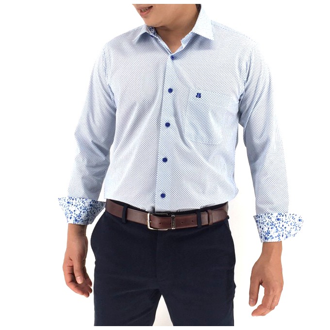 John Langford เสื้อเชิ้ตแขนยาว รุ่น 034-143S-สีฟ้า