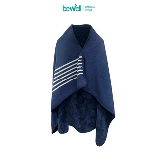 Bewell ผ้าคลุมไหล่ 2 in 1 Poncho Fleece Blanket เหมาะสำหรับใช้คลุมระหว่างทำงาน ขนาด 140x80 cm.