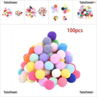 Takaflower ลูกบอลปอมปอม ขนนิ่ม ขนาดเล็ก หลากสีสัน สําหรับงานฝีมือ DIY 100 ชิ้น ขนาด 10 มม. และ 20