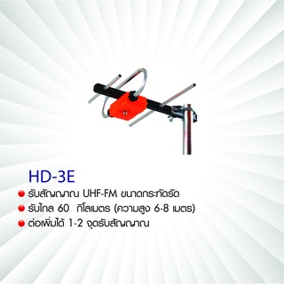 BETA เสาอากาศดิจิตอลทีวี UHF รุ่น HD-3E พร้อมสาย RG-6/u 10 เมตร และ ชุดอุปกรณ์ติดตั้งเสาอากาศดิจิตอลทีวีทรงตัว L (สีเงิน