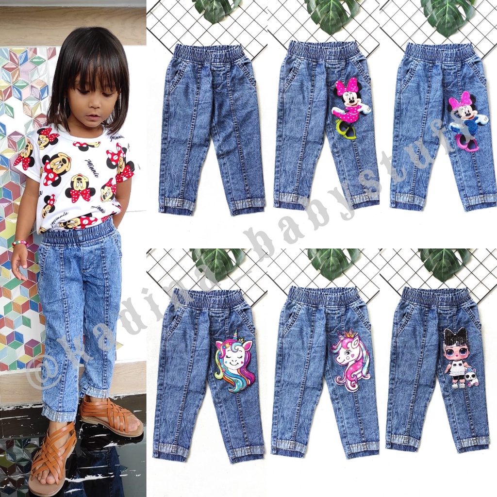 CHILDRENS BAGGY PANTS SNOW WASH UNICORN MINNIE MOUSE LOL LED JEANS/ CHILDRENS BAGYPANTS