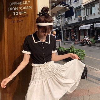 เสื้อแฟชั่นไหมพรมกระดุมมุก