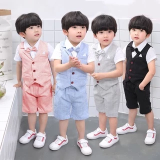 ชุดเด็กผู้ชายออกงาน ชุดสูทเด็กผู้ชาย สูทกั๊กเด็ก ชุดเด็กผู้ชายหล่อ (3 ชิ้น) ครบชุด #ชุดเด็ก #D32
