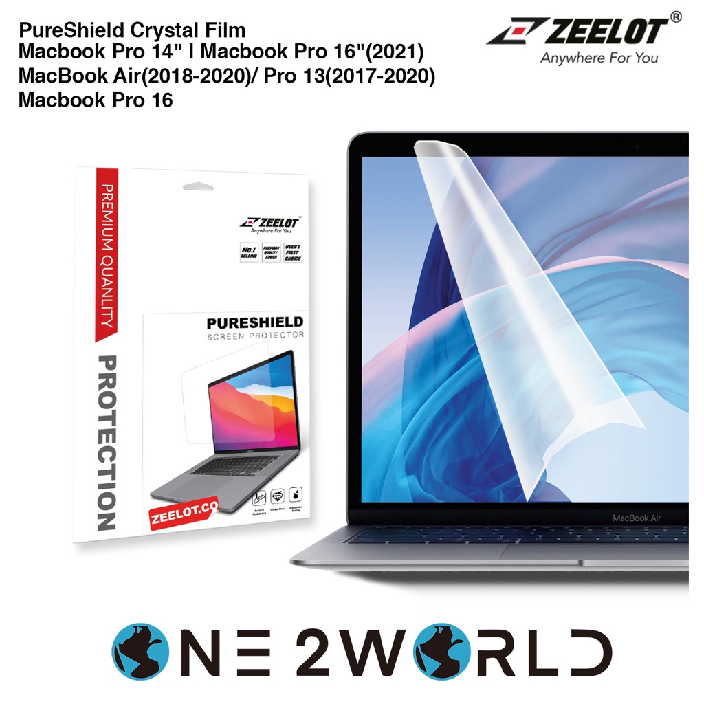 ZEELOT ฟิล์มคริสตัลป้องกันหน้าจอสําหรับ Macbook Pro 14 "/ Macbook Pro 16" (2021)/ Macbook Pro 16 "/ 