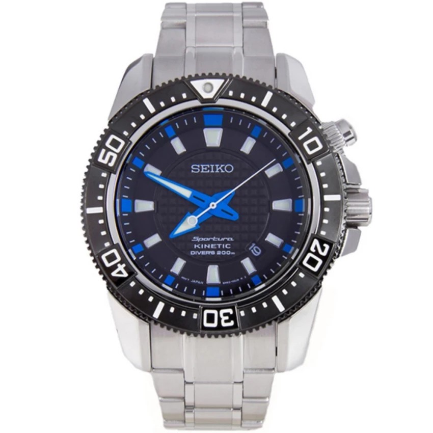 SEIKO Kinetic Sportura 200m diver Men's watch รุ่น SKA561P1 - สีเงิน / สีดำ / สีฟ้า