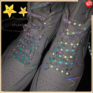 New Holographic Reflective Star Shoelaces Double-sided Reflective High-bright Reflective Flat Laces Sneakers ShoeLaces