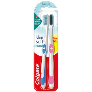 Colgate แปรงสีฟัน คอลเกต สลิมซอฟท์ เฟล็กซ์ คลีน (แพ็คคู่): เลือกรุ่นได้