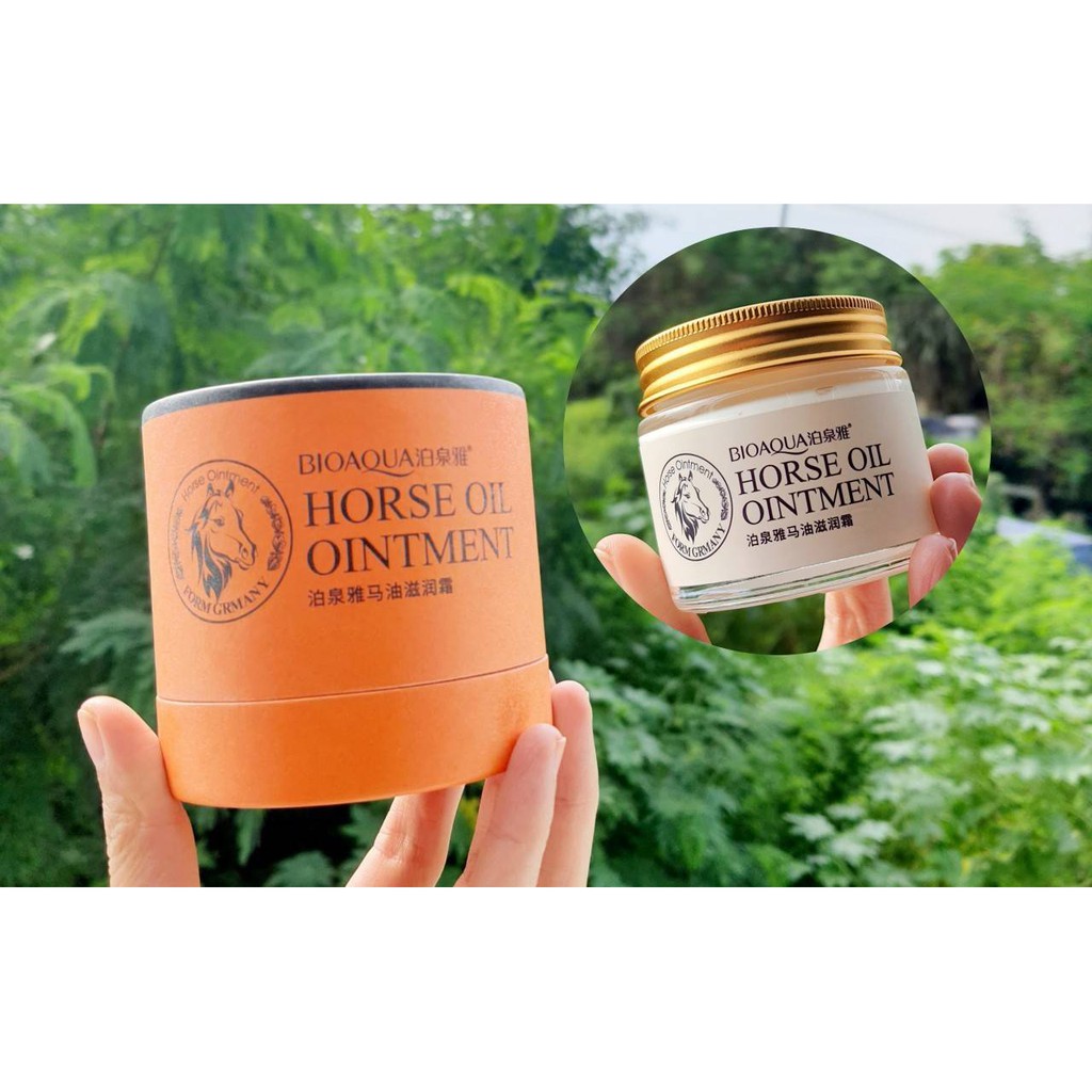 Bioaqua : Horse Oil Cream ครีมน้ำมันม้าฟื้นฟูลดเลือนริ้วรอย  กระปุกใหญ่ 70กรัม ราคาถูก #BQY04963